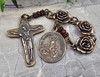 Seven Sorrows Mary at the Cross Roses 3 Beads Vintage Bronze Pocket Chaplet