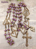 Immaculate Heart of Mary Open Heart Purple Charoite Vintage Bronze Rosary