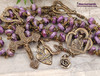 Immaculate Heart of Mary Open Heart Purple Charoite Vintage Bronze Rosary