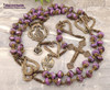 Immaculate Heart of Mary Open Heart Purple Charoite Vintage Bronze Rosary