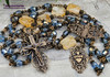 Mother Teresa Sacred Heart Czech Glass Citrine Vintage Bronze Ornate Rosary