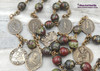 Five Wounds of Jesus Stigmata Saints Bloodstone Vintage Bronze Devotional Chaplet