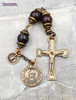 Florian Michael Red Jasper 3 Beads Vintage Bronze Firefighter Chaplet