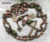 St Anne Anthony Rhodonite Ruby Fuchsite Vintage Bronze Ornate Rosary