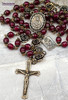 Seven Sorrows Pieta Red Agate Vintage Bronze Antique Style Rosary