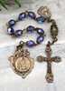 Lourdes Therese Purple Swarovski Crystal Green Amber Vintage Bronze Chaplet