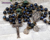 St Jude Raphael Lourdes Blue Tiger Eye Vintage Bronze Rosary