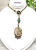 Lady of Guadalupe Turquoise Bronze Antique Style Catholic Necklace Pendant