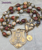 Holy Sacraments Last Supper Red Agate Vintage Bronze Devotional Chaplet