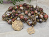 Seven Wounds of Christ Holy Blood Red Agate Vintage Bronze Devotional Chaplet
