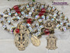 Lourdes Sacred Heart Angels Swarovski Crystal Red Amber Vintage Bronze Rosary