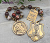 Stations of the Cross Sacraments Last Supper Red Agate Vintage Bronze Chaplet