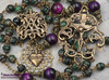 Ave Maria Sacred Heart Emerald Vintage Bronze Ornate Rosary