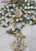 Stella Maris Anchor Nautical Shell Amazonite Vintage Bronze Rosary
