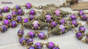 Divine Mercy Bread of Angels Purple Jasper Vintage Bronze Ornate Rosary