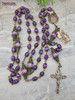 Divine Mercy Bread of Angels Purple Jasper Vintage Bronze Ornate Rosary