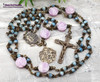 Miraculous Mother Mary Roses Aquamarine Vintage Bronze Ornate Rosary