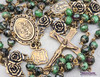 Archangel Raphael Jude Lourdes Healing Saints Ruby Zoizite Vintage Bronze Rosary