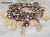 Stations of the Cross Artisan Blood Red Agate Vintage Bronze Rosary Chaplet