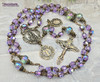 Crowned Mother Lourdes Miraculous Mary Amethyst Swarovski Crystal Vintage Bronze Rosary