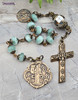 Joan of Arc St Michael Green Moonstone MOP Vintage Bronze Chaplet