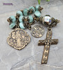 Joan of Arc St Michael Green Moonstone MOP Vintage Bronze Chaplet