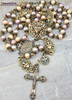 Sacred Heart of Jesus Holy Spirit Sacraments Pearl Shell Vintage Bronze Rosary