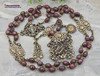 Miraculous Mary Lady of the Pillar Roses Pink Ruby Vintage Bronze Rosary