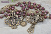 Miraculous Mary Lady of the Pillar Roses Pink Ruby Vintage Bronze Rosary