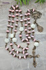 Virgin Miraculous Mary Lilies Roses Pink Mother of Pearl Vintage Bronze Rosary