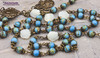 St Therese Jesus Roses Mother of Pearl Turquoise Vintage Bronze Rosary