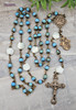 St Therese Jesus Roses Mother of Pearl Turquoise Vintage Bronze Rosary