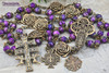 Lady of Guadalupe Roses Caravaca Purple Jasper Vintage Bronze Rosary