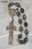 St Patrick Celtic Penal Crucifix 12 Beads Kambaba Jasper Vintage Bronze Chaplet