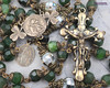 Mother Mary St Patrick St Brigid Rosary - Shamrock Green Jade & Pearl Shell | Vintage Bronze Irish Catholic Prayer Beads