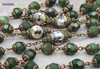 Mother Mary St Patrick St Brigid Rosary - Shamrock Green Jade & Pearl Shell | Vintage Bronze Irish Catholic Prayer Beads