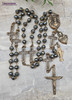 Face of Jesus Sacred Heart Miraculous Mary Hematite Vintage Bronze mens Rosary