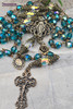 Miraculous Mary Lourdes Indicolite Swarovski Crystal Vintage Bronze Rosary