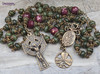 St Patrick Bridget Shamrock Celtic Green Jade Vintage Bronze Rosary