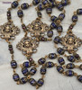 Radiant Mother Mary Lourdes Angels Rosary-Genuine Blue Sapphire-Vintage Bronze Prayer Beads