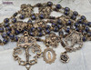 Radiant Mother Mary Lourdes Angels Rosary-Genuine Blue Sapphire-Vintage Bronze Prayer Beads