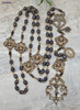 Radiant Mother Mary Lourdes Angels Rosary-Genuine Blue Sapphire-Vintage Bronze Prayer Beads