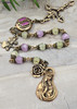 Mother Mary Jesus Tween Hearts Antique-Style Chaplet-Green Lavender Jade&Bronze Medals