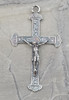 Sterling Silver IHS Ornate Floral Crucifix Pendant Necklace Medium | Christ Jesus Name