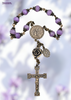 Limited Edition one-decade heirloom chaplet with bronze medals of Our Lady of Lourdes and Miraculous Mary, featuring lavender jade beads.