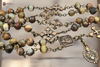 One-of-a-kind antique-style heirloom rosary with solid bronze medals of Padre Pio, Sacred Heart of Jesus, and Mother Mary, crafted with Huawei Jade beads and bronze cross Our Father beads.