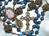 Guadalupe & Miraculous Mary Rosary | Bronze Color | Blue Jade | Italian Medals