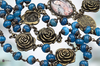 Guadalupe & Miraculous Mary Rosary | Bronze Color | Blue Jade | Italian Medals