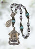 Immaculate Conception & Gabriel Bronze Chaplet - 15 Beads | Rose Quartz | Moonstone