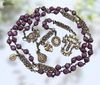 Blessed Virgin Mary & Marian Apparitions bronze rosary with Magenta Jade gemstones